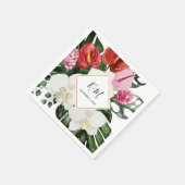 Tropische Bloemorchide Monstera Waterverf Weddensc Servet (Hoek)