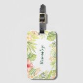 Tropische bloempastel bloemontwerp personaliseren bagagelabel (Voorkant (verticaal))