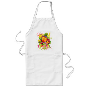 Tropische blokjes - Summer Vibes Waterverf Fruits Lang Schort