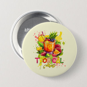 Tropische blokjes - Summer Vibes Waterverf Fruits Ronde Button 7,6 Cm
