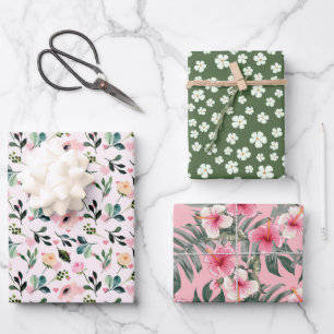 Tropische Blush Botanische 3 Inpakpapier Vel