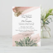 Tropische Blush bruiloft uitnodiging (Staand voorkant)