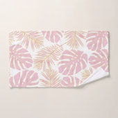 Tropische blush roze, gouden bladeren en monogram bad handdoek (Handdoek)