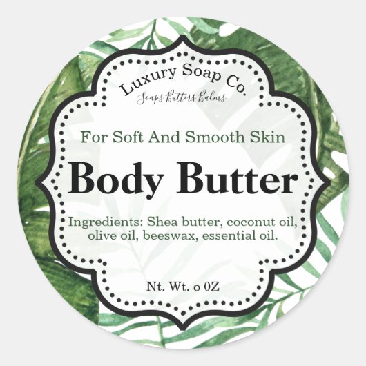 Tropische body boter label (Voorkant)