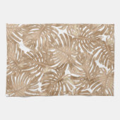 Tropische Boho bruine Oerwouden bladeren Theedoek (Horizontaal)