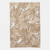 Tropische Boho bruine Oerwouden bladeren Theedoek (Verticaal)