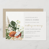 Tropische Boho Coconuts Orchids Palm Wedding Invit Bedankkaart (Voorkant / Achterkant)