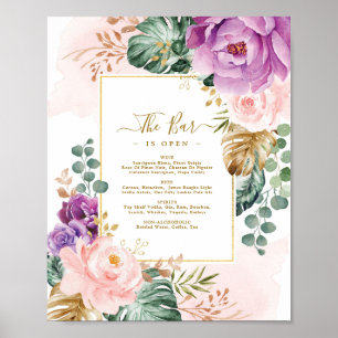 Tropische Boho Floral Wedding Bar Drinken Poster