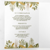 Tropische Boho reed met palmbladeren in één bruilo Drieluik Uitnodiging (Binnenzijde eerst)