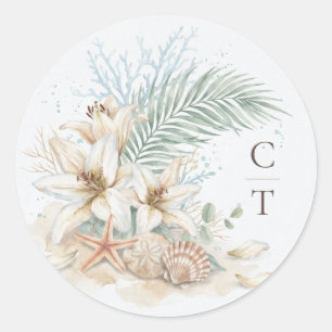 Tropische Boho-strandbruiloft Ronde Sticker