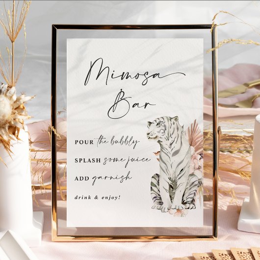 Tropische Boho Tigers Mimosa Bar Foto Afdruk