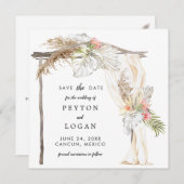 Tropische Boho Trouwboog Save The Date Aankondiging (Voorkant / Achterkant)
