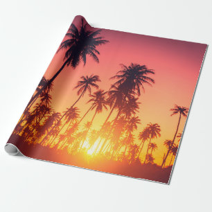 Tropische bomen zonsondergang cadeaupapier