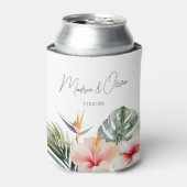Tropische Botanicals Waterverf Trouwgunst Blikjeskoeler (Blikje Voorkant)