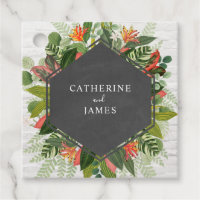 Tropische botanische baksteen krijtbord bruiloft