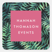 Tropische Botanische Bedrijfsnaam Vierkante Sticker (Voorkant)