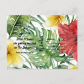 Tropische botanische bladeren bloemige Aloha datum Aankondigingskaart (Achterkant)
