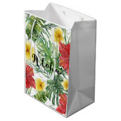 Tropische botanische bladeren en bloemen bloemen A Medium Cadeauzakje (Achterkant Gekanteld)
