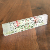 Tropische Botanische Bloem Elegant Stijlvol Naambordje (Zijkant)