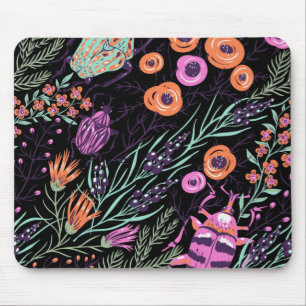 Tropische Botanische en Bugs Kleurrijke Abstracte Muismat