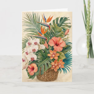 Tropische botanische groet Orchidee Hibiscus bloem Kaart