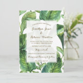 tropische botanische palmbladeren huwelijksuitnodi kaart (Staand voorkant)