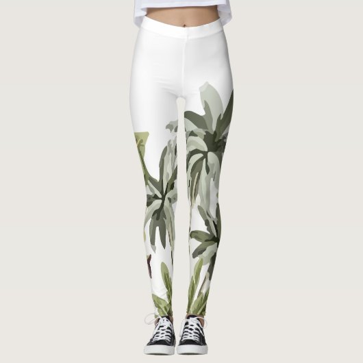 Tropische  botanische palmbomen leggings (Voorkant)