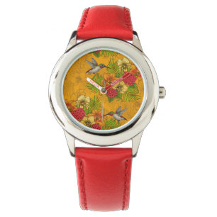 Tropische bouquet en kolibrie 2 horloge