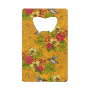 Tropische bouquet en kolibrie 2 kredietkaart flessenopener