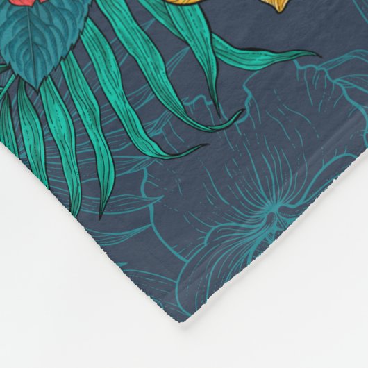 Tropische bouquet en kolibrie fleece deken (Hoek)