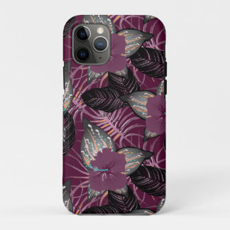 Tropische Bourgogne Hibiscus Floral iPhone 11 Pro Hoesje