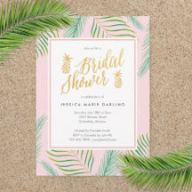 Tropische Bridal Shower Invitations in Roze & Gold