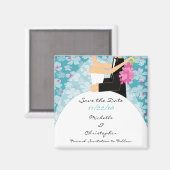 Tropische bruid & bruidegom sparen de datummagneet magneet (Voorkant / Achterkant)