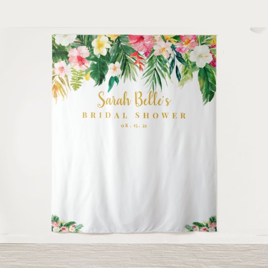 Tropische bruidschoner achtergrond, Photobooth Pro Wandkleed (Voorkant)