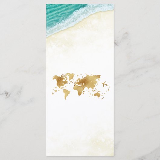 Tropische bruiloft bestemming Gold Compass Menu (Achterkant)