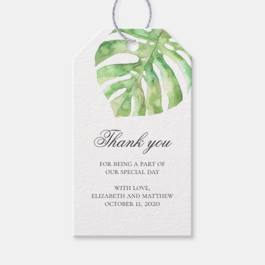 Tropische bruiloft dank u. Zomer exotisch groen Cadeaulabel (Voorkant)