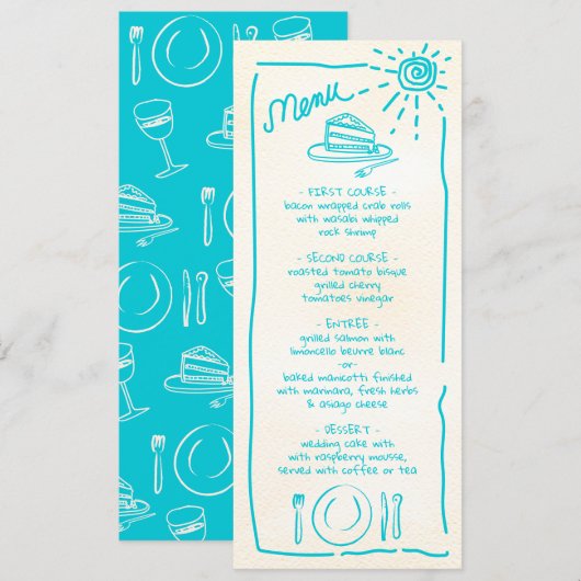 Tropische bruiloft Funky Bruiloft Menu (Voorkant / Achterkant)