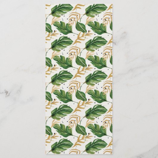 Tropische bruiloft groene en gouden Waterverf Menu (Achterkant)