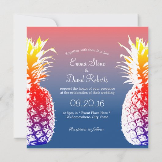 Tropische bruiloft in Hawaiian Pineapple Kaart (Voorkant)