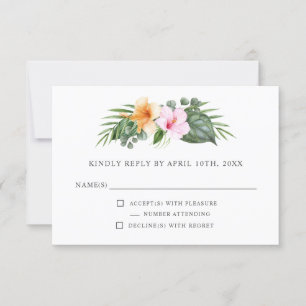 Tropische bruiloft in het Paradijs Floral RSVP Kaartje
