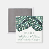 Tropische bruiloft Monstera Save the Date Magneet (Voorkant / Achterkant)