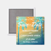 Tropische bruiloft palmbomen sparen de datum magne magneet (Voorkant / Achterkant)