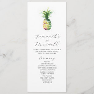 Tropische bruiloft programma's Waterverf ananas Kaart