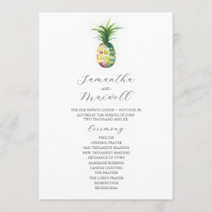 Tropische bruiloft programma's Waterverf ananas Kaart