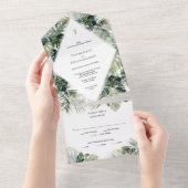 Tropische bruiloft Uitnodiging, bestemming bruilof All In One Uitnodiging (Afscheurbaar)