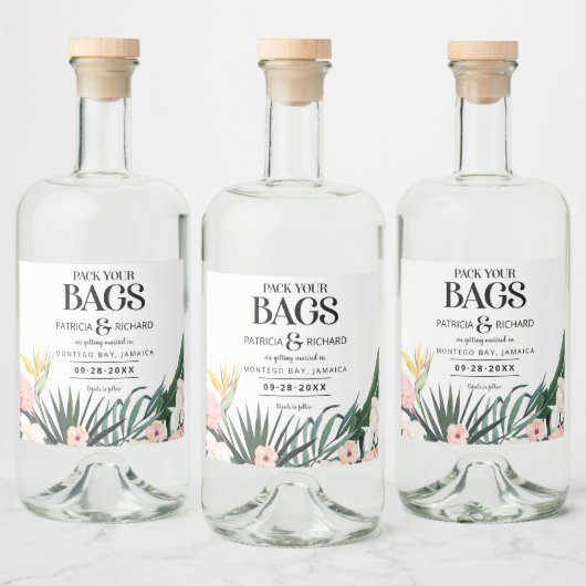 Tropische bruiloft van bestemming sparen de Datum Likeurfles Etiket (Flessen)