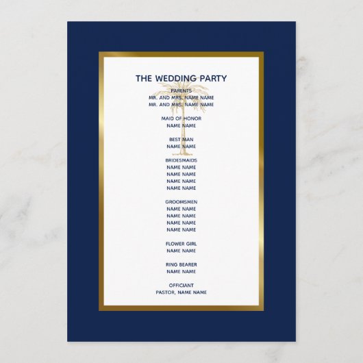 Tropische bruiloft van de bruine goudpalm van de l programma (Achterkant)