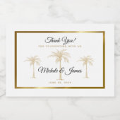 Tropische bruiloft van de goudpalm van Elegant Gol Sparkling Wijnetiket (Enkel label)