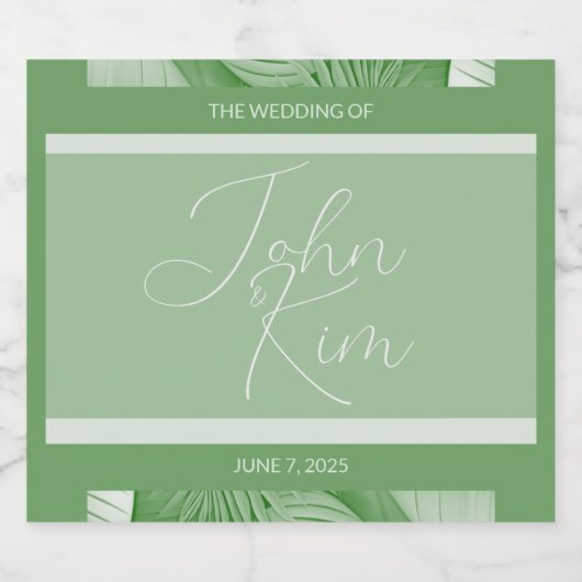 Tropische bruiloft wijn label set sparkling wijnetiket (Enkel label)