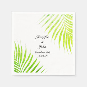 Tropische bruiloften Palm Tree Glittery Green Leaf Servet